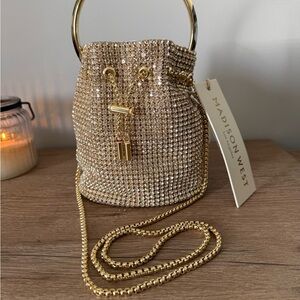 Madison West Gold Sparkle Sequined Mini Bag, NWT